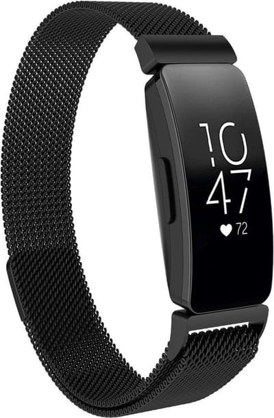 KELERINO. Milanees bandje geschikt voor Fitbit Inspire (HR) - Zwart - Large