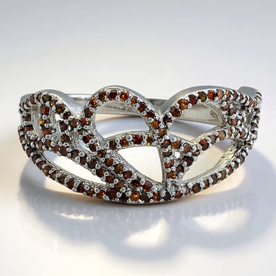 Cavill - 925 Sterling Zilveren Ring - 0,45 ct Fancy Afrikaanse Diamanten - Ronde Pavé Diamanten - Modern Elegant Bloemmotief