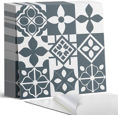 Coloray Plaktegels - Geometrische patronen in tegels Zelfklevende Tegels - 20 cm x 20 cm - Zwart Plaktegels - 20 stuks - Vierkant PVC Tegels - Plaktegels Badkamer - Plaktegels Vloer - Vinyl Tegels Zelfklevend - Wandtegel Zelfklevend