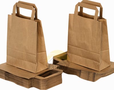 KURTT - Papieren draagtas / papieren tassen 22 + 10 x 28 cm bruin, 50 stuks