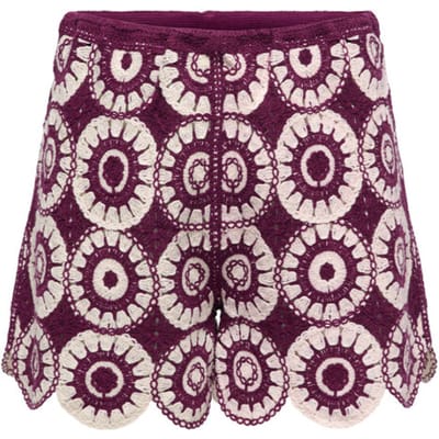 Only bordeaux dames broek   Regular fit   Geen zakken   Kant patroon   Elastische boord   Regular waist Bordeaux M