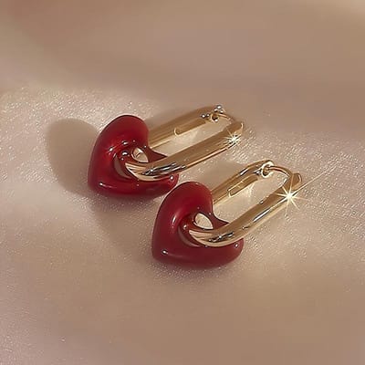Boucles d'oreilles pendantes Cœur Rouge Pour Femmes Polyvalentes En Toutes Saisons Adaptées Aux Occasions Quotidiennes Mariage Style brown