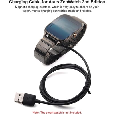 Smartwatch Laadkabel Gegevensoverdrachtskabel voor Asus ZenWatch 2e met USB-interface 1 meter Kabel met Magneet zwart