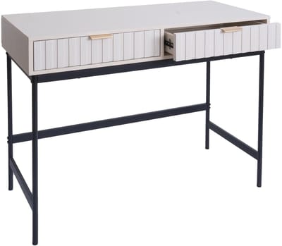 Console tafel MCW-O41, telefoontafel, opbergtafel, industriële lade melamine 85x100x40cm ~ houtlook wit