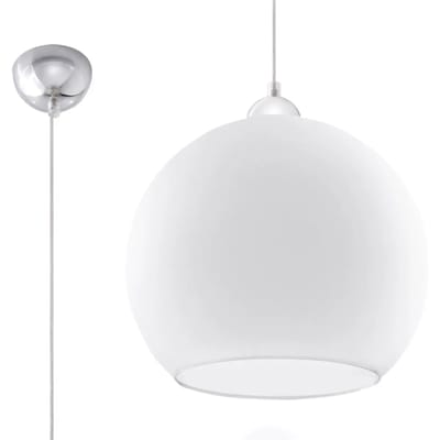 Sollux Lighting Hanglamp Ball - 120x30x30cm - E27 - wit - staal/glas