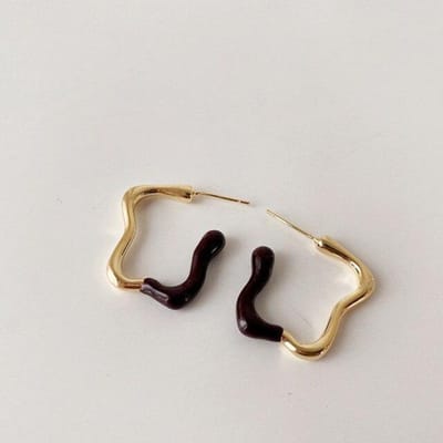 Boucles d'oreilles créoles métalliques irrégulières simples et tendance, nouveau style coréen, bijoux en gros, bleu, noir, blanc, marron noir
