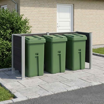 vidaXL - Afvalbak - Schutting - Grijs - 237 - x - 85 - x - 115 - cm - Aluminium - en - WPC
