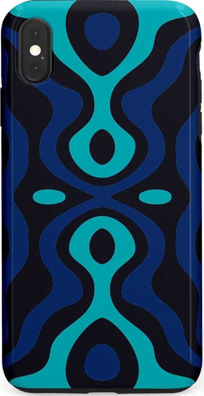 Casetastic Hoesje Geschikt voor Apple iPhone Xs Max - Stijlvolle Beschermende Duo-layer Case - Blauwe Golf Lijnen