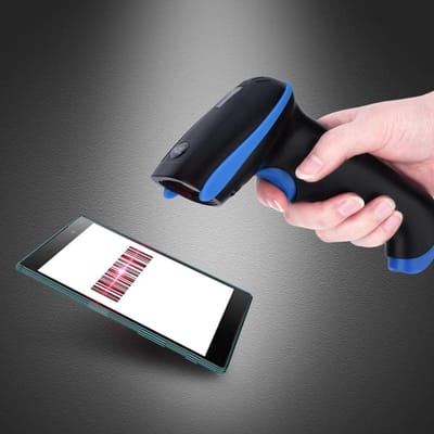 Draagbare Draadloze Barcodescanner 24 GHz Dubbele Verbindingsmodi Hoge Gevoeligheid voor Magazijn Supermarkt Hotel en Meer (Blauw)