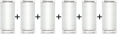 Gütermann Naaigaren Voordeelset - Wit - Nr 800 - 250m - 6 Klosjes