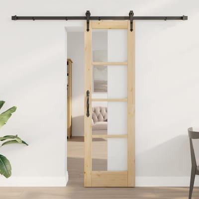 vidaXL - Schuifdeur - ORKDAL - 61 - x - 198,5 - cm - Massief - grenenhout - en - glas