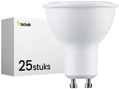 Technik GU10 LED Lamp 7W - 520lm - 2700K - Warm Wit - LED Spot - Vervangt 45W Halogeen Gloeilamp - 25 stuks