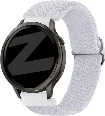 Bandz gevlochten nylon bandje (18mm) - Geschikt voor Garmin Vivoactive 4s / Vivomove 3s / Venu 2s / Venu 3s / Forerunner 255s / Forerunner 265s / Venu 4 - 41mm - White