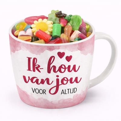 Mok - Koffie - Cadeau - Traktatie - Ik hou van jou - Ik hou van jou - Lieverd Love You - Keramiek - Snoep - "Speciaal voor jou"