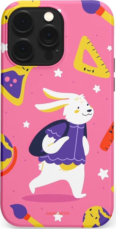 Casetastic hoesje geschikt voor Apple iPhone 14 Pro Max - MagSafe - Dubbellaagse bescherming - Slimme konijnensprongen - Fashion Case - Koraal Geel Roze