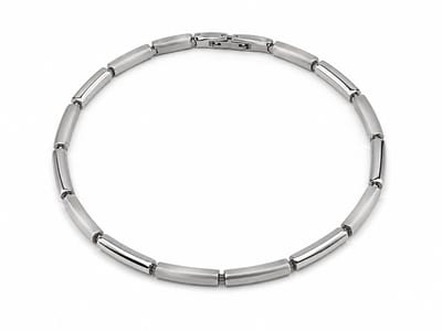 Mbrace 316L Stalen Armband Dames en Heren – Mat & Hoogglans Schakelarmband – Zilverkleurige Minimalistische Armband van Stainless Steel