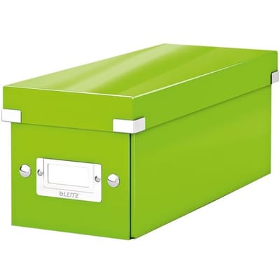 Leitz WOW Click & Store Opbergdoos met Deksel voor CD's - Kartonnen Sorteerdoos voor Spullen - 84% Gerecycled Karton - 14.3 x 35.2 Cm (BxD) - Groen