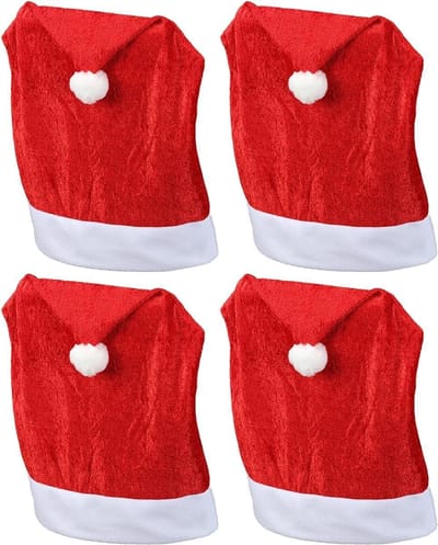 Stoelhoezen set van 4 schommelstoel Kerstmis I Fluweel I Rood I Kerstmuts I Stoelhoes Kerstversiering Kerstmuts stoelhoes stoelhoes set van 4