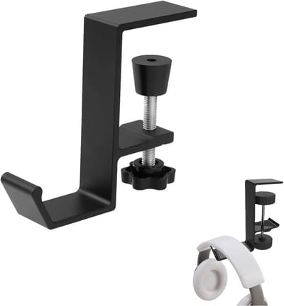 Hoofdtelefoonstandaard - Headset houder - Bureau organiseren - Verstelbare klem - 10 x 2 x 5 cm - Zwart