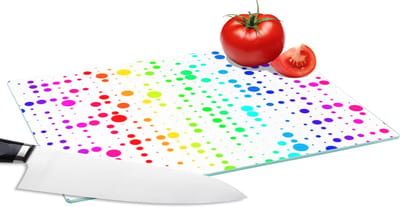 Glazen Snijplank - 28x20 - Regenboog - Patronen - Confetti - Neon - Snijplanken Glas