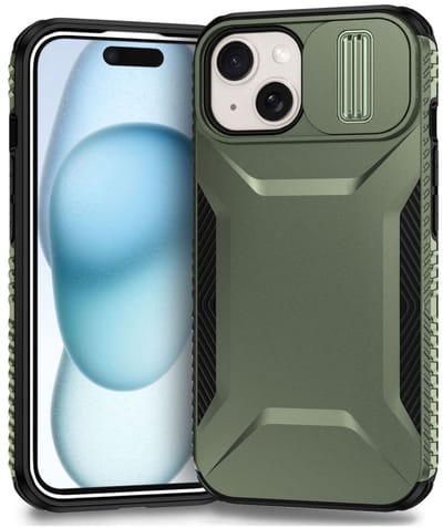 Hoesje Geschikt voor Apple iPhone 15 | Back Cover met Camera Slider | Schokbestendige Case | Camera Cover | Stevig | Groen