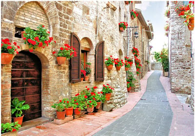 Fotobehangkoning - Behang - Vliesbehang - Fotobehang Straat in Italië 3D - Italian province - 400 x 280 cm