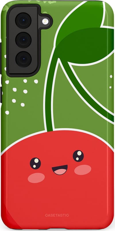 Casetastic Hoesje Geschikt voor Samsung S21 FE - Stijlvolle Beschermende Duo-layer Case - Kersenkus