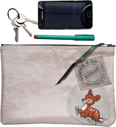 Toetie & Zo - Etui - PTT Poststof L - Hertje - Stof - Beige - Mobieltas - Makeuptas - Sleutelmap