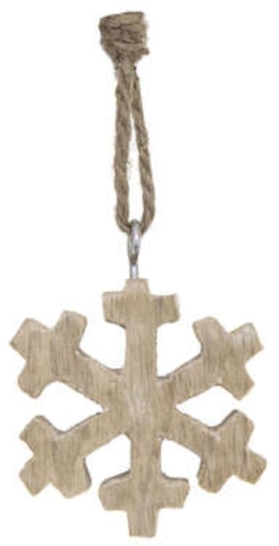 JJA - Houten kerstboomhanger sneeuwvlok 5 cm natuurlijke look