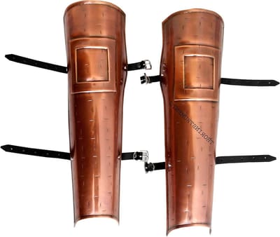 Leg Beschermers Set - Antieke Beenplaten - Historische Reenactment - Handgemaakt Door Artisan - 10 Inch Set - Koperkleurig