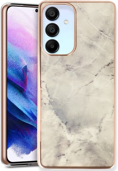 Casemania Hoesje Geschikt voor Samsung Galaxy A35 - Steen - Siliconen Marmer Back Cover