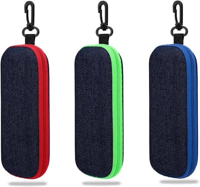 Dailygoods- Brillenkoker Harde Case - Draagbare Reisbrilzak - 3 Stuks - Denim-stof - Ritssluiting - Eén maat - Brilcase