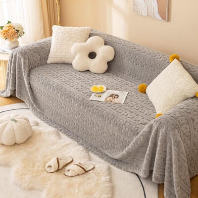 Pluche minimalistische bankhoes, antislip en warm, winterverdikte bankbeschermhoes 180x130