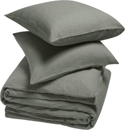 Yumeko dekbedovertrek gewassen linnen stone groen 200x220 + 2/60x70 - Biologisch & ecologisch
