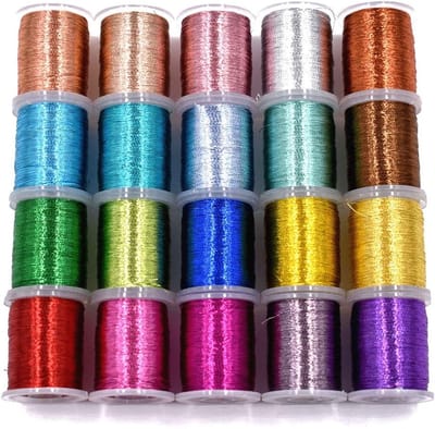 Vlieg Bindmateriaal - Metaaldraad Set - Vliegen Maken - 20 Metallic Kleuren - 20 Meter Per Spoel - Gemengd