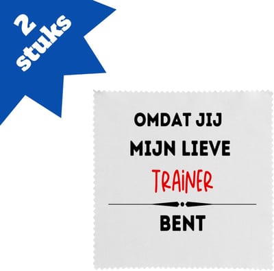 Akyol - omdat jij mijn lieve trainer bent brillendoekjes - Trainer - de liefste trainer - sport - verjaardag - cadeautje voor trainer - kado - geschenk - 17,8 bij 17,8 cm - 2 stuks