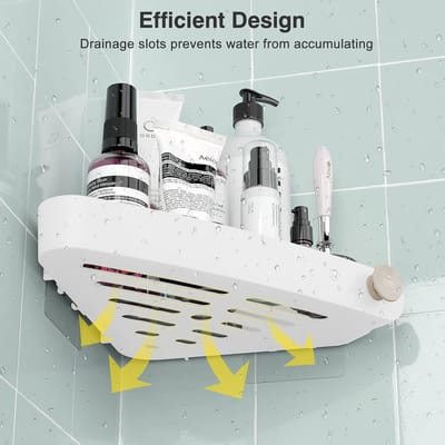 Douche Caddy, Badkamer Hoekplank, Doucheplank Voor Badkamer Opslag, Douche-Organizer Met Zelfklevende Sticker Voor Badkamer En Keuken (Wit)