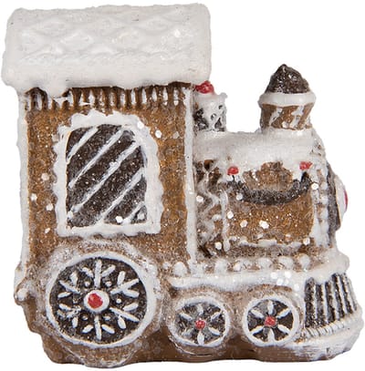 Clayre & Eef Kerstdecoratie Beeld Trein 5x3x5 cm Bruin Kunststof