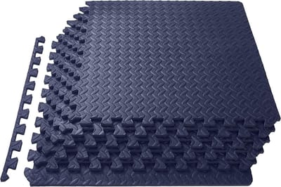 Vloerbeschermingsmatten Set - Puzzelmatten Vloer - Fitness en Sport - Schokabsorberend en Geluidsdempend - 21 Stuks 60x60cm - Blauw Antraciet Zwart