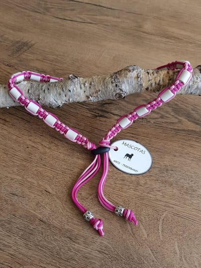 Anti-Tekenband met EM kralen 100% natuurlijk Rose Maat 25-30 cm