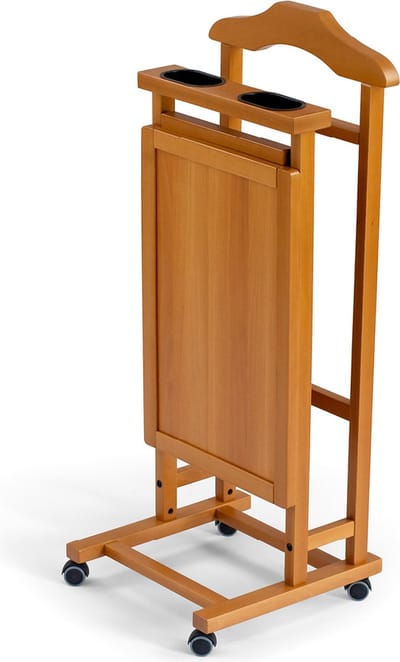 Arredamenti Italia 2008 ALVARO - Kledingstandaard met dienblad in Hout - Dressboy -Kleur Bruin - ARIT - Il cuore del legno
