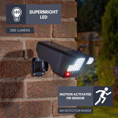 Outdoor Pir Solar Dummy CCTV Camera met Floodlight Motion Activated Beveiligingslicht - Waterdichte Fake Camera met Knipperend Rood Licht