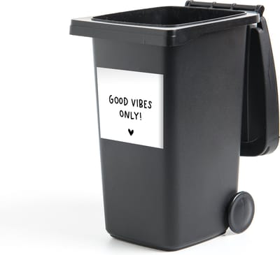 Container sticker Engelse quote Good vibes only! met een hartje - 40x40 cm - Kliko sticker