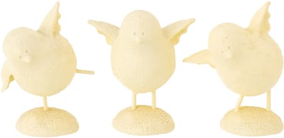 J-Line figuur Vogel Op Voet - polyresin - lichtgeel - set van 3