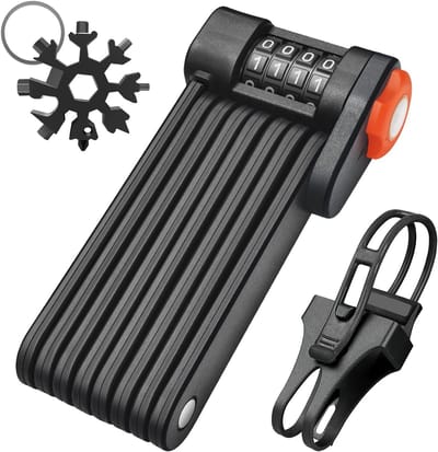 Vouwbaar fietsslot - 8 scharnieren - 85 cm lang met houder - Draagbaar Opvouwbaar Slot - Anti-Knip en Anti-Wrik Aluminium Cijferslot