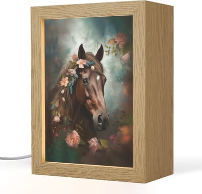Nachtlampje 15x20 cm - Kinder lampje - Paard - Natuur - Bloemen - Dieren - Bos - Tafellamp kinderkamer - Slaapkamer lamp - Bedlamp kinderen - Kinderlampje stopcontact - Wandlamp babykamer - Nachtlampjes