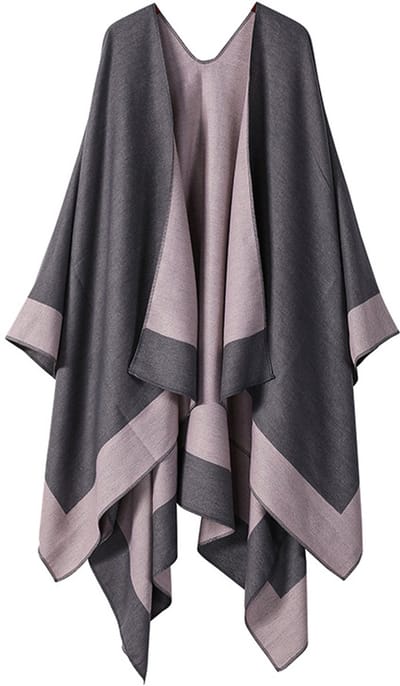 1 Sjaal voor dames - Elegante gebreide cape - Open poncho - Sjaal - Deken - Vest - Geschikt voor lente, herfst en winter - Oudroze