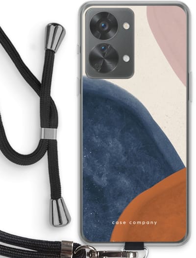Case Company® - Hoesje met koord geschikt voor OnePlus Nord 2T hoesje met Koord - Geo #1 - Telefoonhoesje met Zwart Koord - Bescherming aan alle Kanten en Over de Schermrand