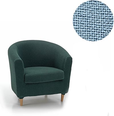 Belmarti® Stoelhoes Milan voor Ronde Fauteuil 70-80cm Breed lichtblauw - Bi-stretch, Ademend katoen - Fauteuilhoezen voor Kuipstoelen