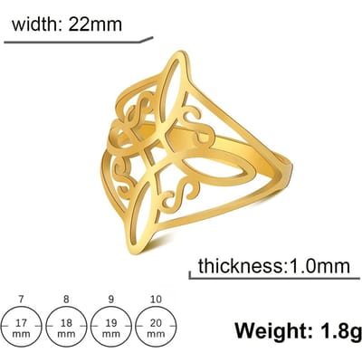 Skyrim Heksenknoop Ring Roestvrij Staal Goudkleurig Hekserij Amulet Bescherming Vingerringen Wicca Kruis Keltische Knopen Sieraden 6 beige
